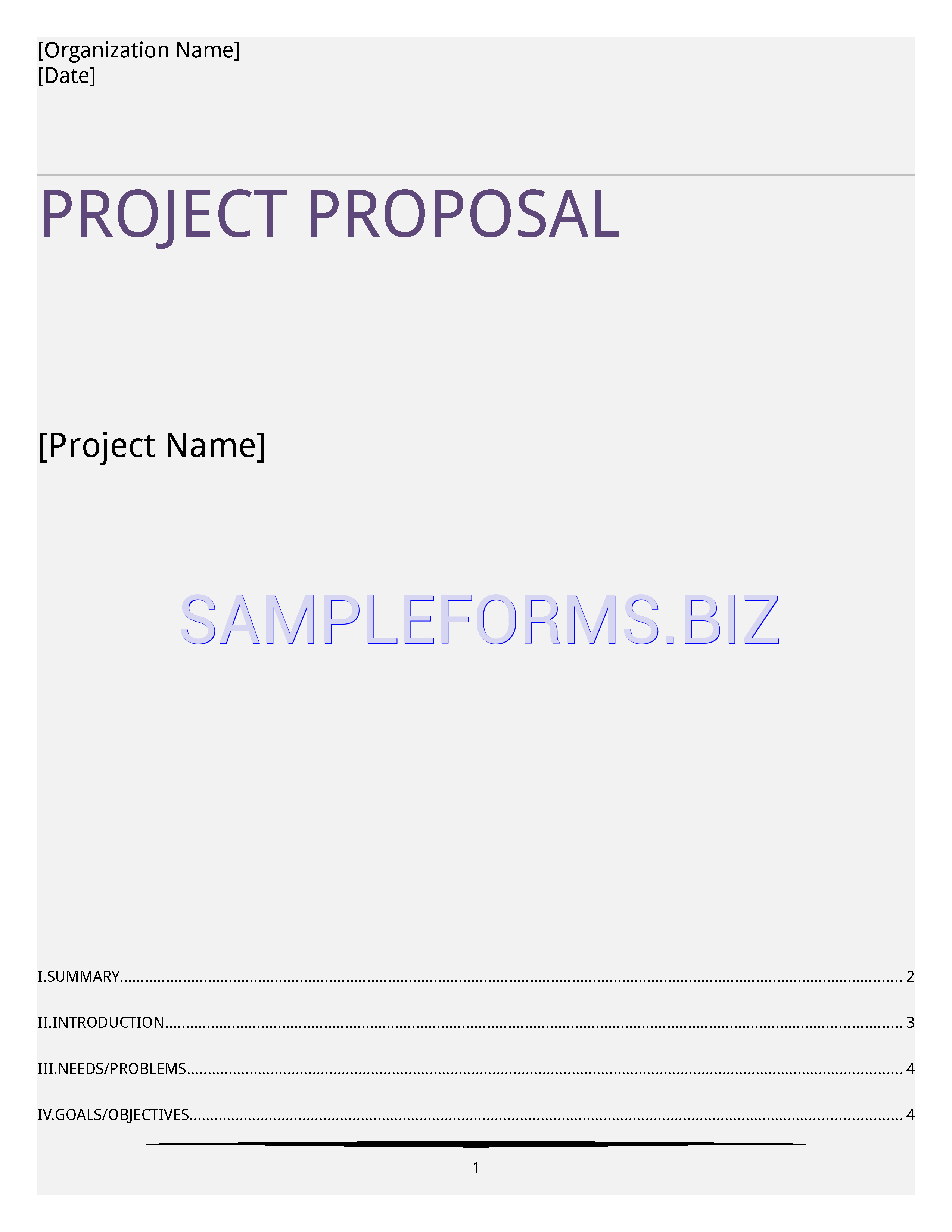 Preview free downloadable Project Proposal Template 1 in PDF (page 1)